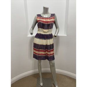 Rachel Rachel Roy Fit And Flare Dress Pleated Multi Color Striped Size 6 NWOT